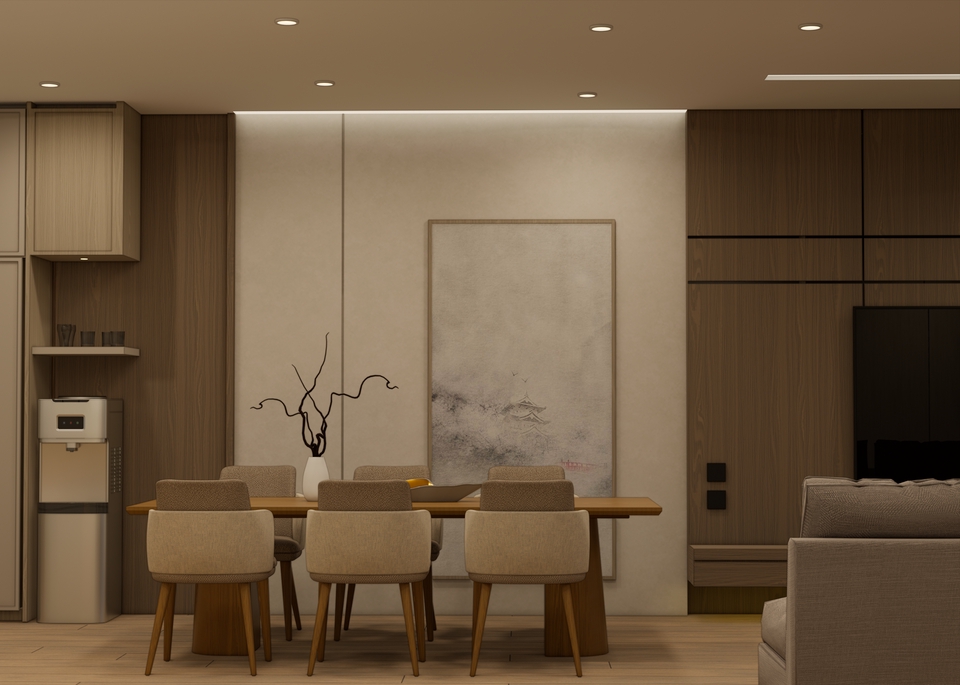 Desain meja makan minimalis modern dengan kursi kayu untuk ruang makan rumah