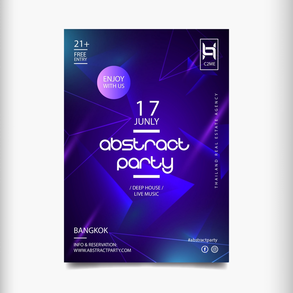 ออกแบบโปสเตอร์งานปาร์ตี้  งานอีเวนต์ Abstract Party  รับออกแบบโปสเตอร์ งานปาร์ตี้ ออกแบบโปสเตอร์งานปาร์ตี้ abstract party