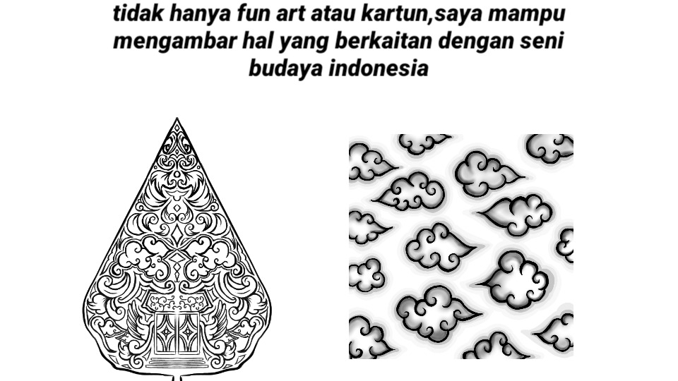 Ilustrasi gambar motif batik dan awan, jasa ilustrasi desain gambar