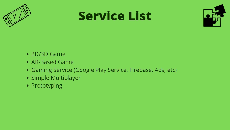 Jasa Pembuatan Game 2D/3D, Game AR, Game Multiplatform, Prototyping Game.