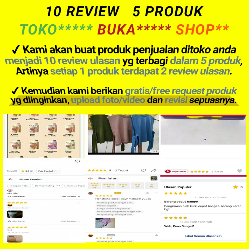 Memberi Review - REVIEW ULASAN BUKLPAK, SHOPE, TOKPED, LAZDA - 5