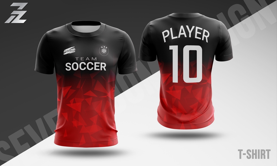 ออกแบบชุดกีฬาฟุตบอล เสื้อฟุตบอลทีม สีดำแดง