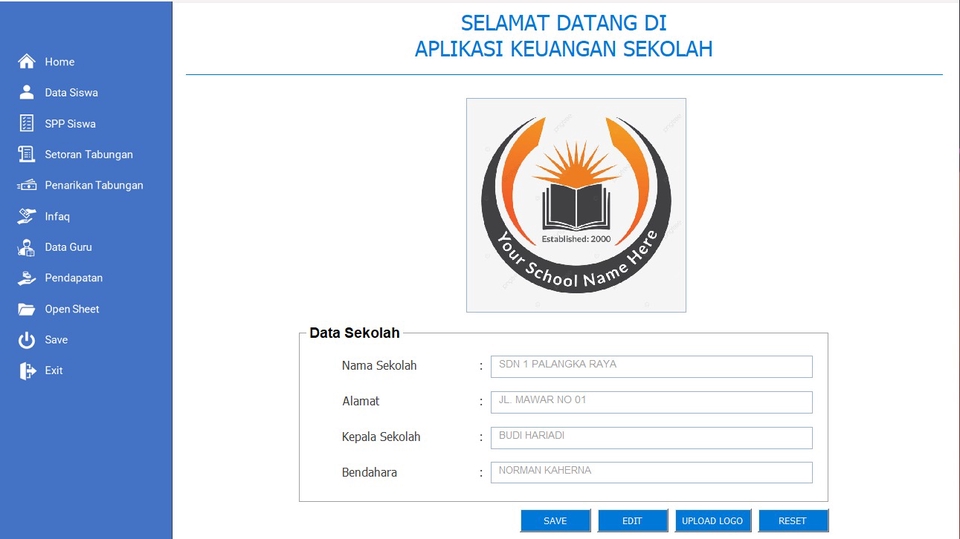 Jasa Pembuatan Software dan Program Dekstop - APLIKASI KEUANGAN SEKOLAH BERBASIS VBA EXCEL