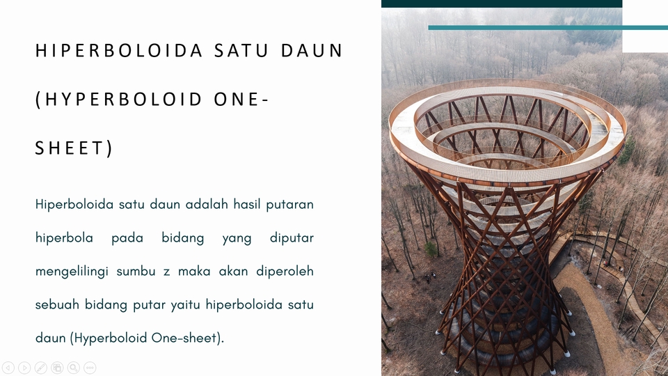 Jasa desain powerpoint presentasi hiperboloida satu daun. Desain presentasi unik untuk kuliah dan kantor.