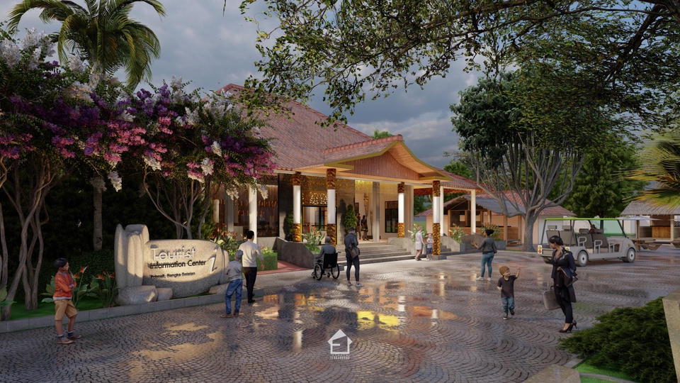 Jasa desain eksterior 3d untuk rumah minimalis dengan desain cafe modern