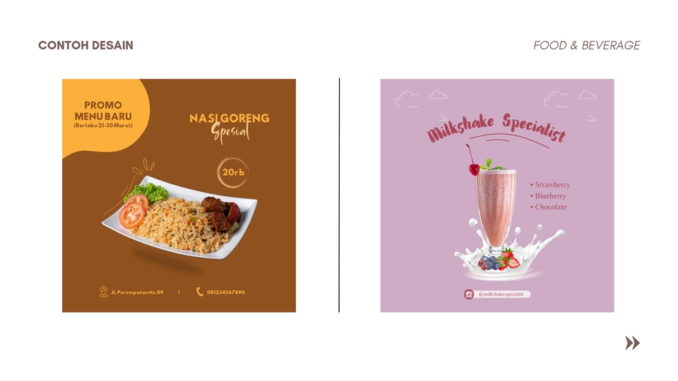 Jasa desain banner instagram, desain banner online untuk promo menu nasi goreng spesial dengan tema food and beverage