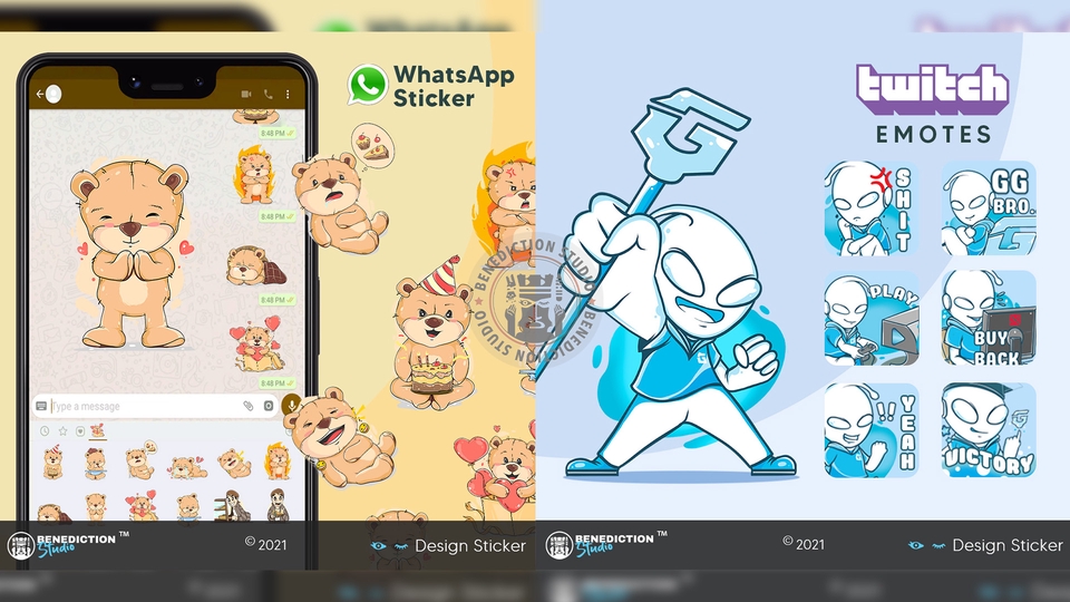 Stiker LINE - Desain Stiker Unik Menarik Untuk Twitch, Emote Chatting, WhatasApp. Line, Branding dsb - 3