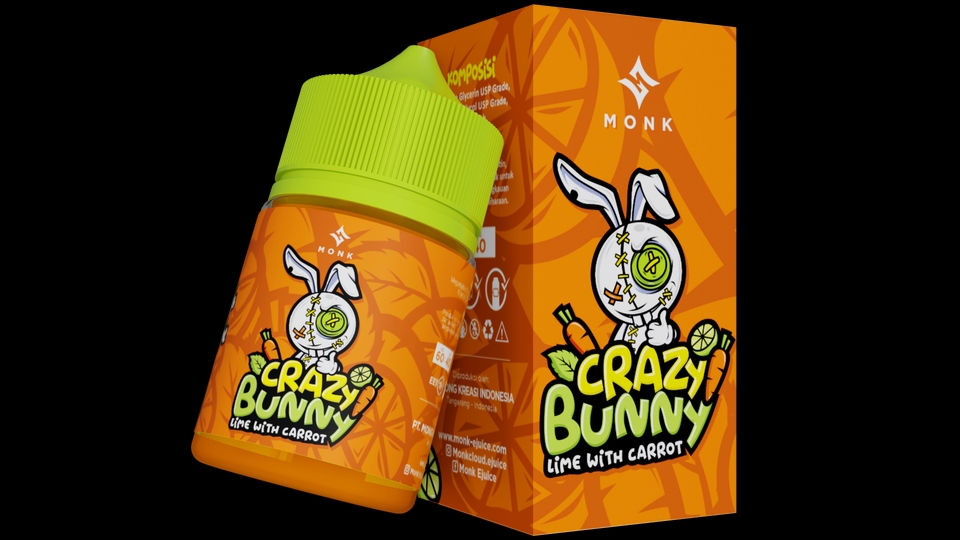 Desain Botol Vape dengan Ilustrasi Kelinci Lucu, Jasa Desain 3D untuk Produk Vape