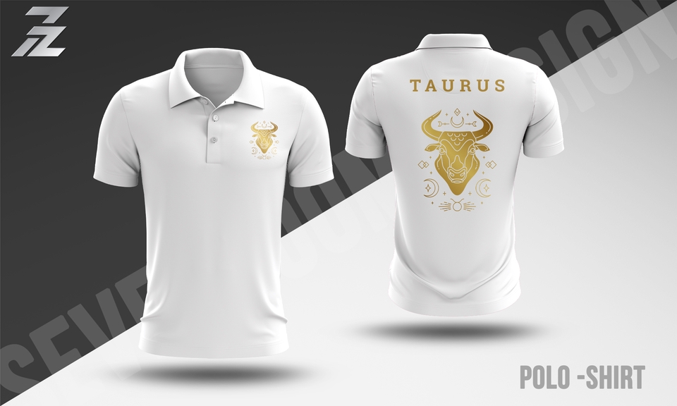 รับออกแบบเสื้อโปโลลายราศีพฤษภ เสื้อโปโลสีขาว