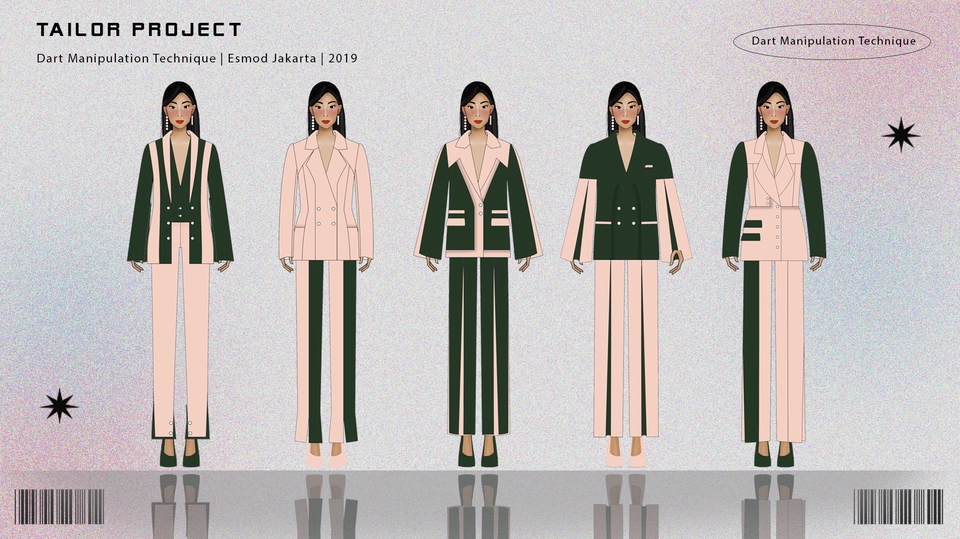 Jasa desain ilustrasi fashion untuk wanita dengan berbagai macam model dan warna.