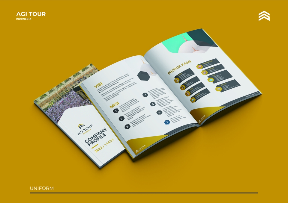 Desain company profile profesional untuk perusahaan pariwisata di Indonesia