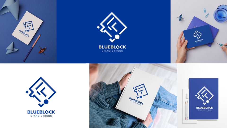ออกแบบโลโก้ สไตล์มินิมอล เรียบหรู ดูแพง  BLUEBLOCK STAND STRONG