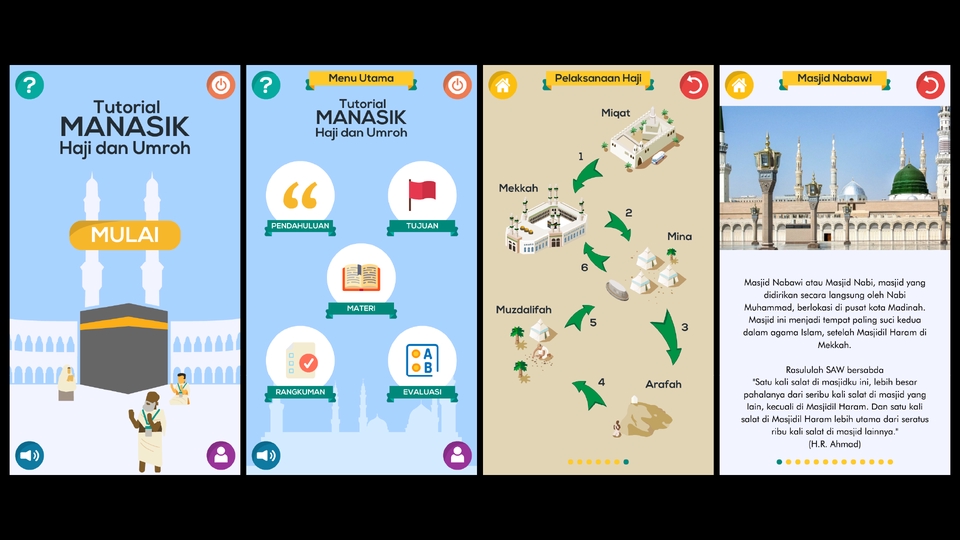Jasa pembuatan aplikasi android untuk panduan beribadah haji dan umroh.