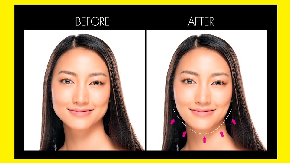 รับแต่งรูปภาพก่อนหลังด้วยphotoshop ปรับรูปหน้าเรียว