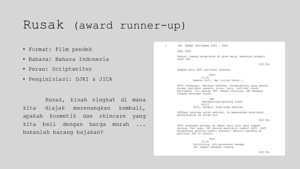 Penulisan Konten - Script Writing: Film, Podcast, Iklan, Teater dalam Indo - Eng - 2