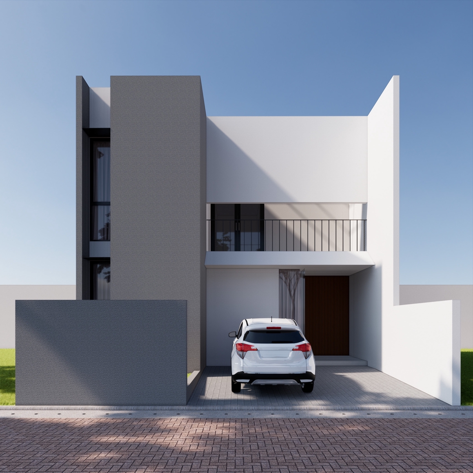 Jasa desain exterior rumah minimalis modern dengan render 3d