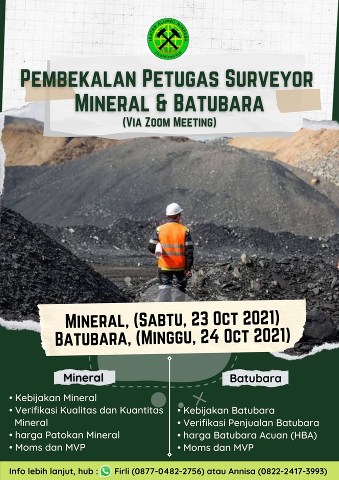 JASA BUAT BANNER INSTAGRAM - Pembekalan Petugas Surveyor Mineral & Batubara (Via Zoom Meeting) - Sabtu, 23 Okt 2021 & Minggu, 24 Okt 2021.