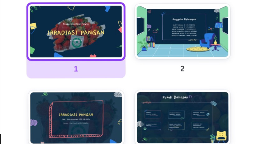 Jasa desain powerpoint presentasi irradiasi pangan dengan tema makanan