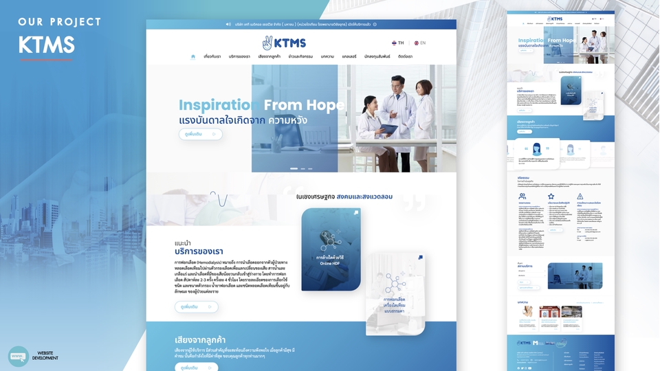 รับออกแบบเว็บไซต์ รับออกแบบ ui & ux design สำหรับธุรกิจของคุณ ออกแบบเว็บไซต์ โปรเจค KTMS แสดงภาพหน้าจอเว็บไซต์ที่มีผู้ใช้กำลังท่องเว็บ