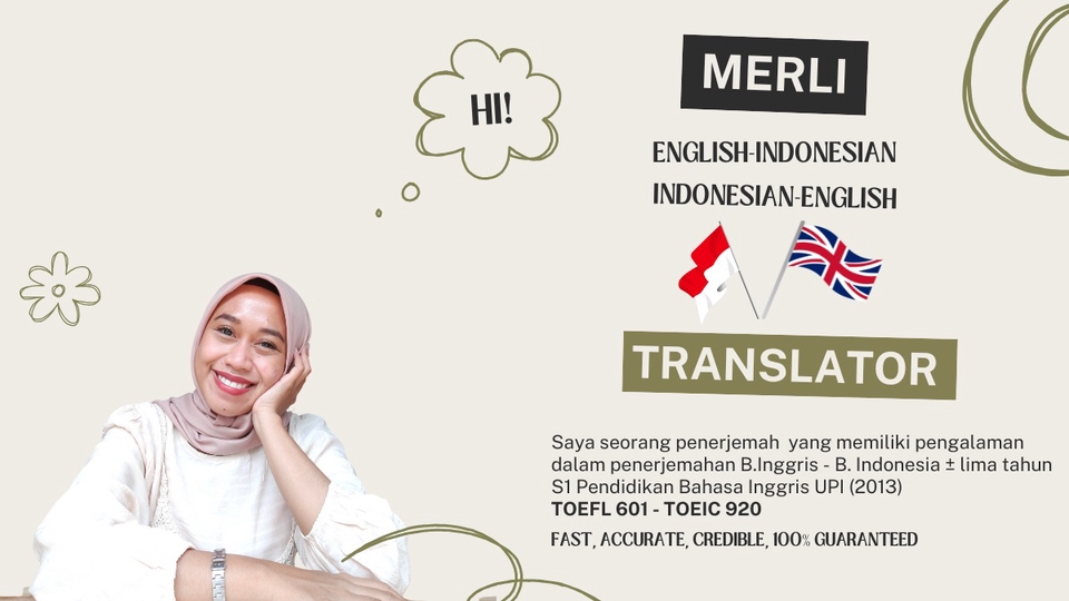 Jasa penerjemah bahasa Inggris - Indonesia dengan pengalaman. Penerjemah bersertifikat TOELF dan TOEIC. Harga murah. Layanan profesional.