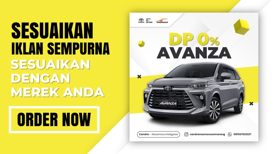 Jasa desain banner instagram promo DP 0% Avanza dengan desain yang menarik dan profesional