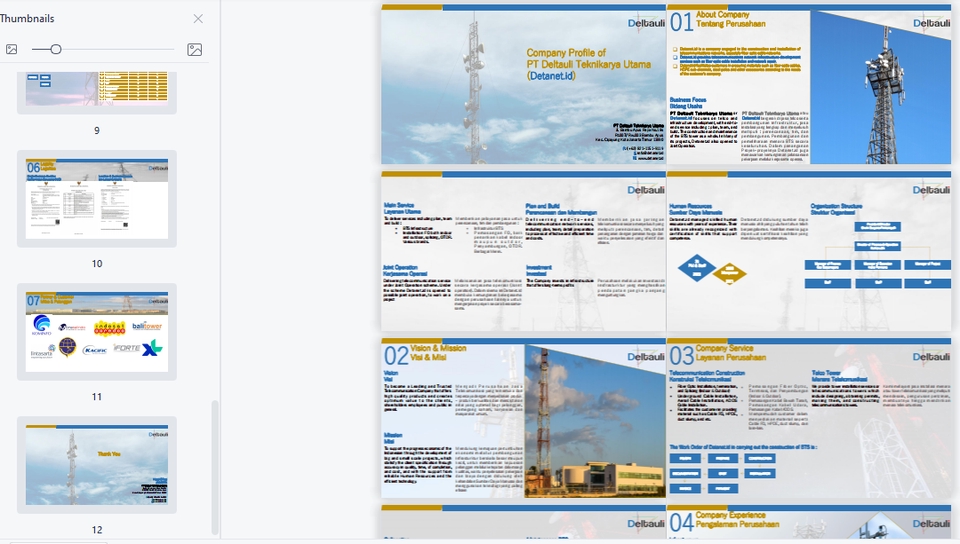 Jasa desain presentasi PowerPoint untuk kebutuhan perusahaan dengan desain profesional dan modern.