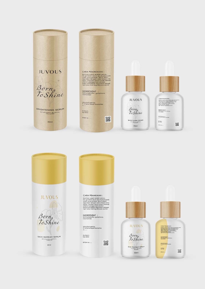 Jasa desain kemasan produk skincare dengan label desain unik, contoh desain box dan label produk skincare.
