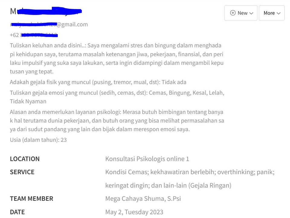 Jasa konsultasi psikologi online dengan layanan konseling untuk mengatasi kecemasan, overthinking, panik, dan gejala ringan lainnya.