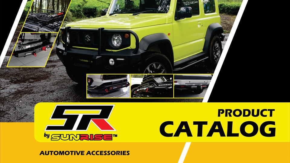 Jasa Desain Katalog Produk Online dan Keren - Catalog Produk Perusahaan Aksesoris Automotive dengan gaya simpel dan elegan
