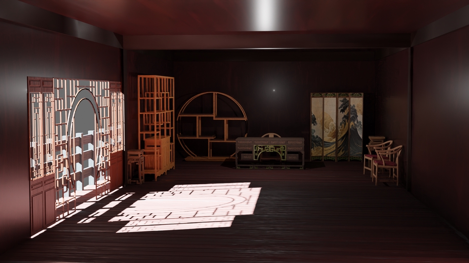 รับทำโมเดล 3 มิติ บ้าน ตกแต่ง แบบจีน 3d model