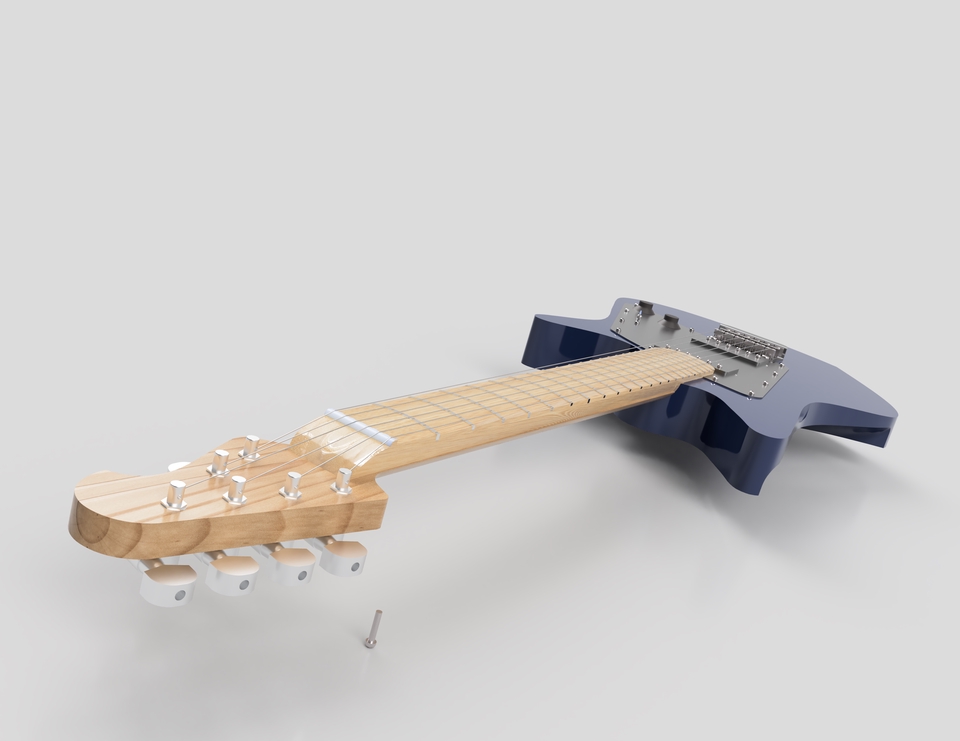 Jasa Desain 3D Gitar Custom: Model 3D Gitar Unik