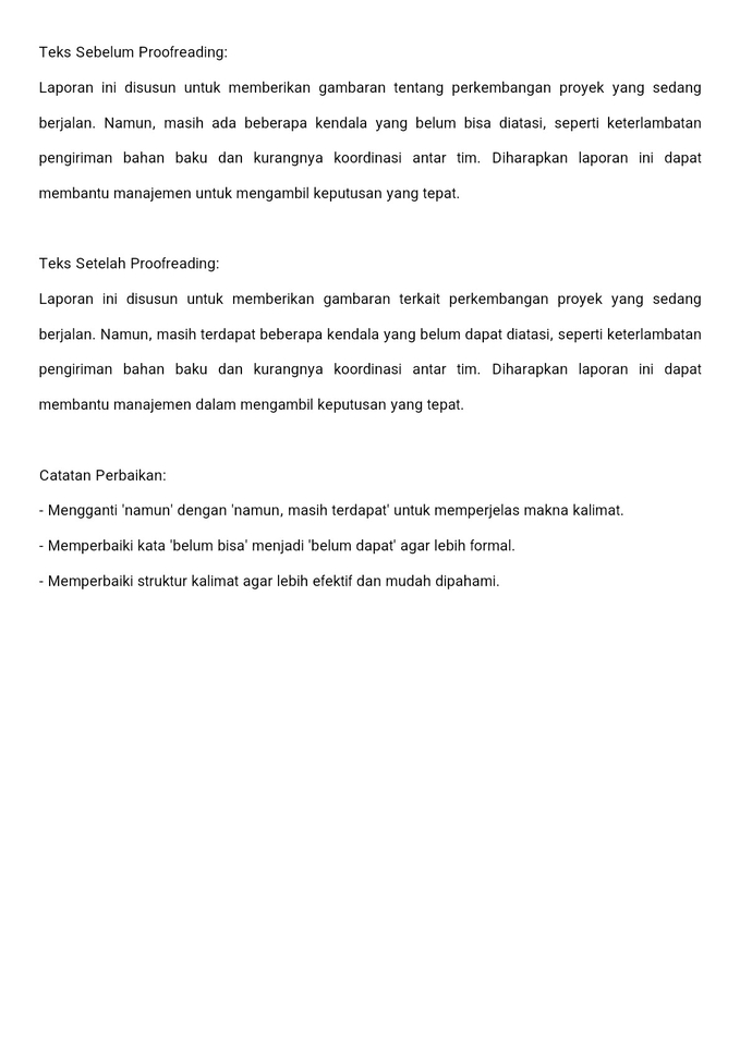 Jasa proofreading teks untuk membantu meningkatkan kualitas tulisan dan meminimalisir kesalahan, termasuk grammar dan ejaan.