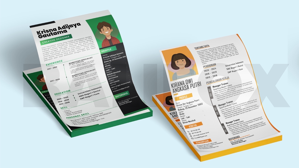 Desain CV unik dan menarik untuk profesional muda, jasa pembuatan curriculum vitae, desain portofolio online, cv kreatif, english resume, pembuatan resume