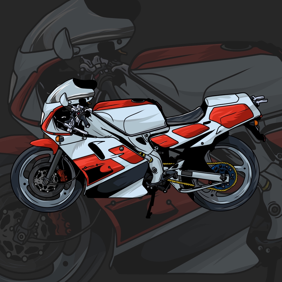 Jasa Ilustrasi Motor Sport Warna Merah Putih