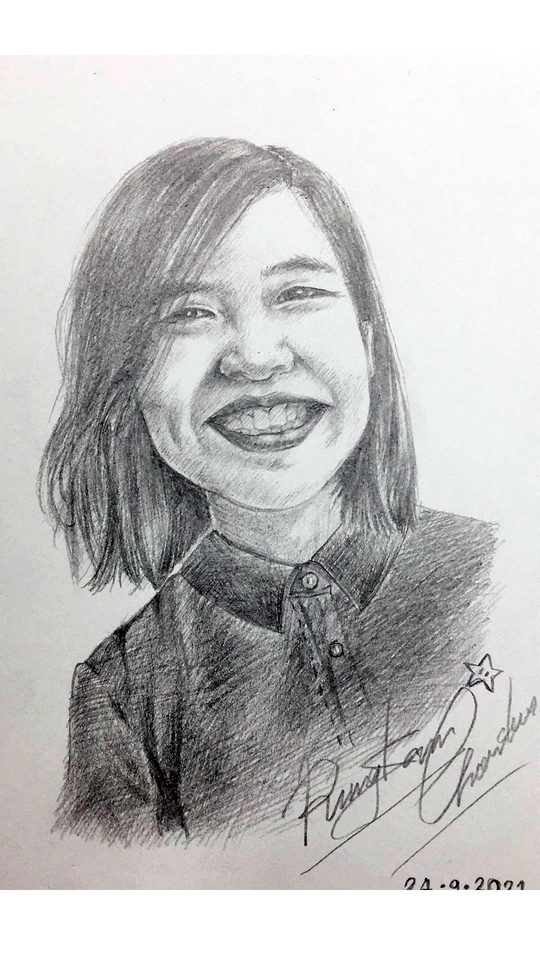 วาดภาพเหมือน Portrait - รับวาดภาพเหมือน งานวาดเส้นดินสอ(Drawing) งานสีไม้ งานสีน้ำ งานผสมผสาน(mixed media art) - 8