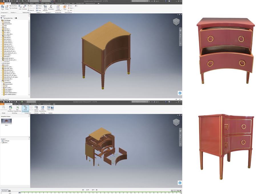 Desain Furniture - Gambar Teknik atau Gambar Kerja Furniture 2D dan Rendering 3D - 7