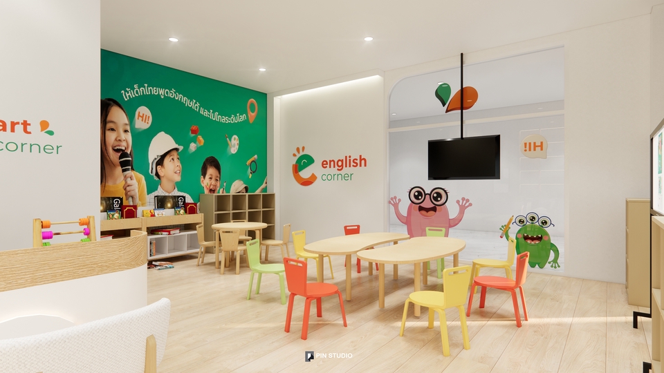รับออกแบบตกแต่งภายในโรงเรียนสอนภาษาอังกฤษ English Corner