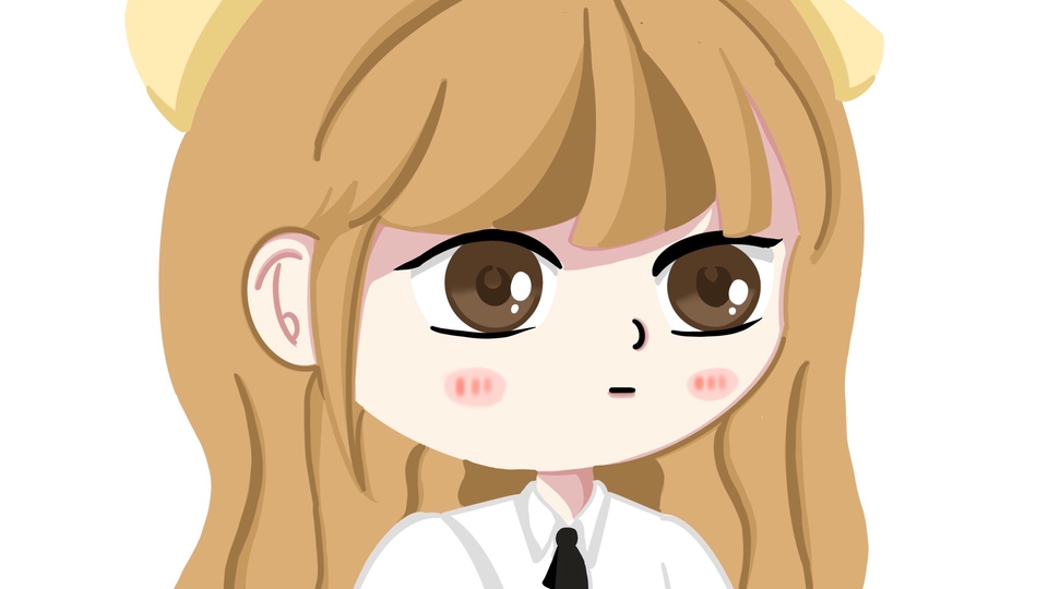 รับวาดรูปการ์ตูนหญิงผมทอง ใส่ชุดนักเรียน สไตล์การ์ตูนญี่ปุ่น น่ารัก