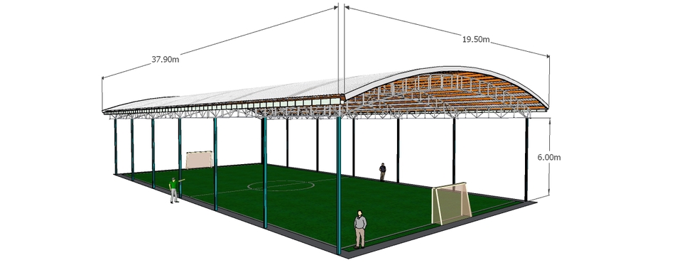 เขียนแบบวิศวกรรมและออกแบบโครงสร้าง - รับเขียนแบบ 3 มิติ โครงหลังคาเหล็กมุงด้วยแผ่นเมทัลชีท ด้วย โปรแกรม Sketch Up - 27