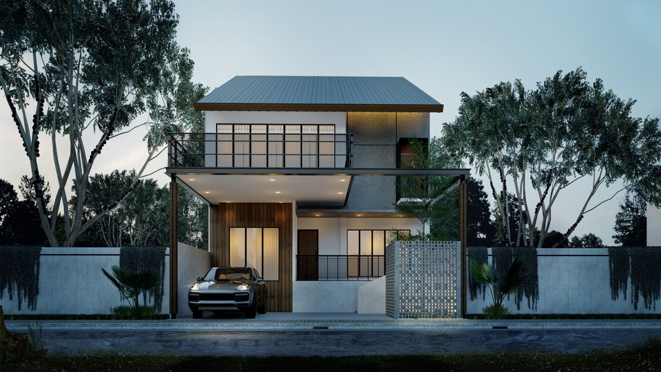 Jasa pembuatan video animasi 3d untuk rumah modern dengan taman