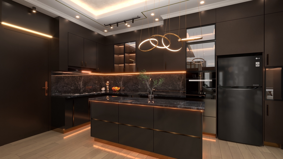 Jasa desain interior dapur minimalis modern dengan desain 3d untuk hunian