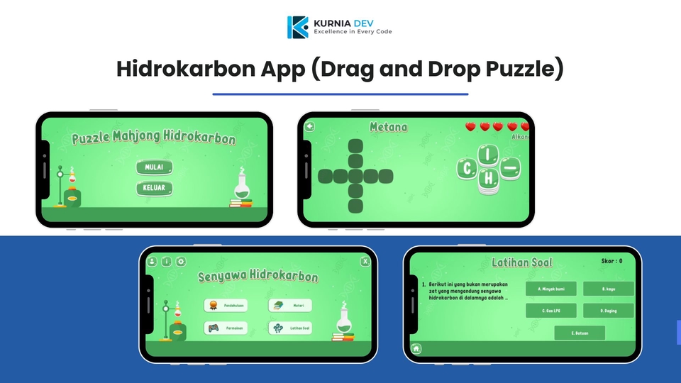 Jasa Pembuatan Game Android Edukasi Hidrokarbon Drag and Drop Puzzle.