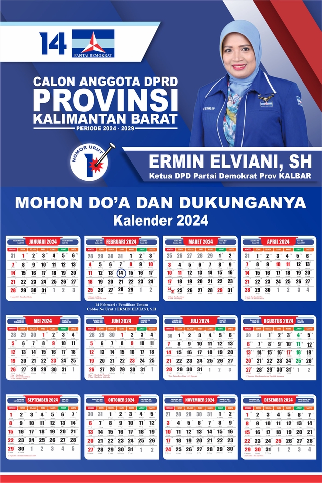 Kartu Undangan Caleg DPRD Provinsi Kalimantan Barat  Ermin Elviani SH 2024.