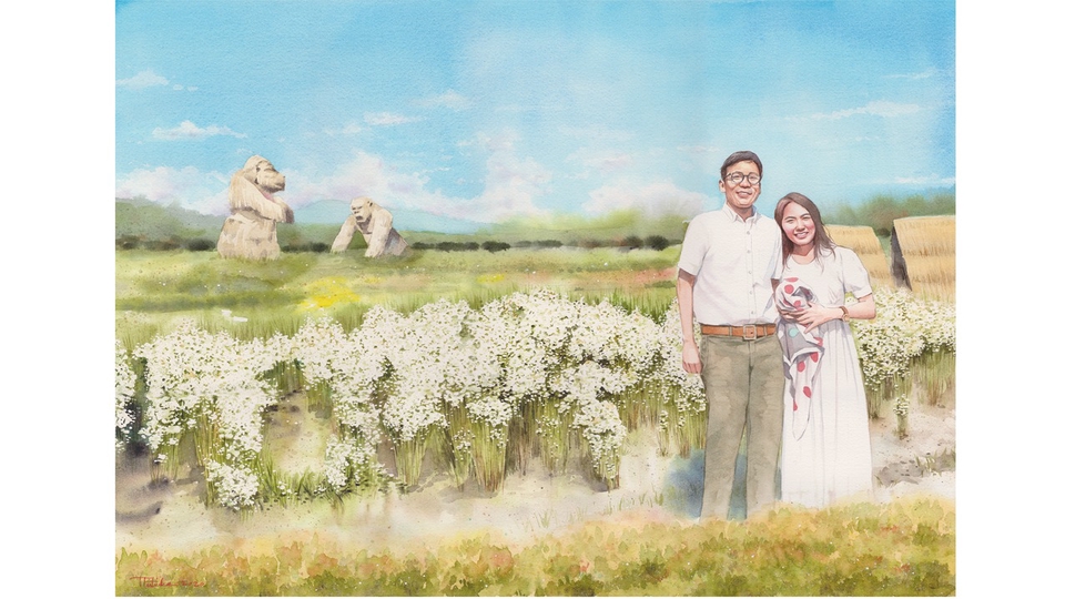 วาดภาพประกอบ - วาดภาพประกอบสีน้ำ ภาพวิวทิวทัศน์ สัตว์เลี้ยง ดอกไม้ - 1