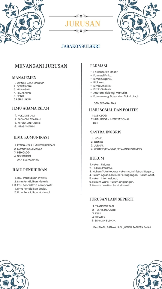 Jasa Lainnya - Jasa konsultasi Skripsi, Tugas, Makalah, Dokumen, Laporan, Halaman, Presentasi, Sidang, Judul - 2