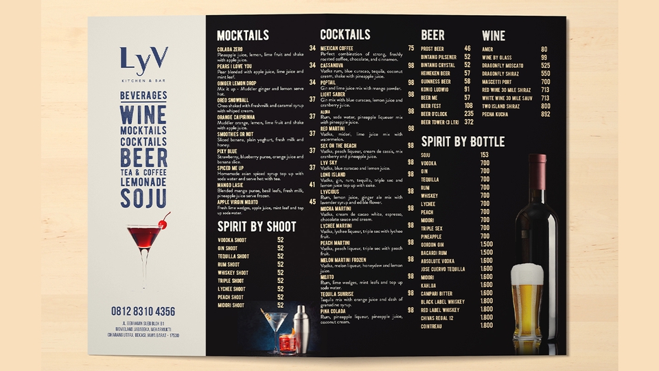 Desain Menu Bar dengan Desain Minimalis dan Elegan, Menu Makanan dan Minuman