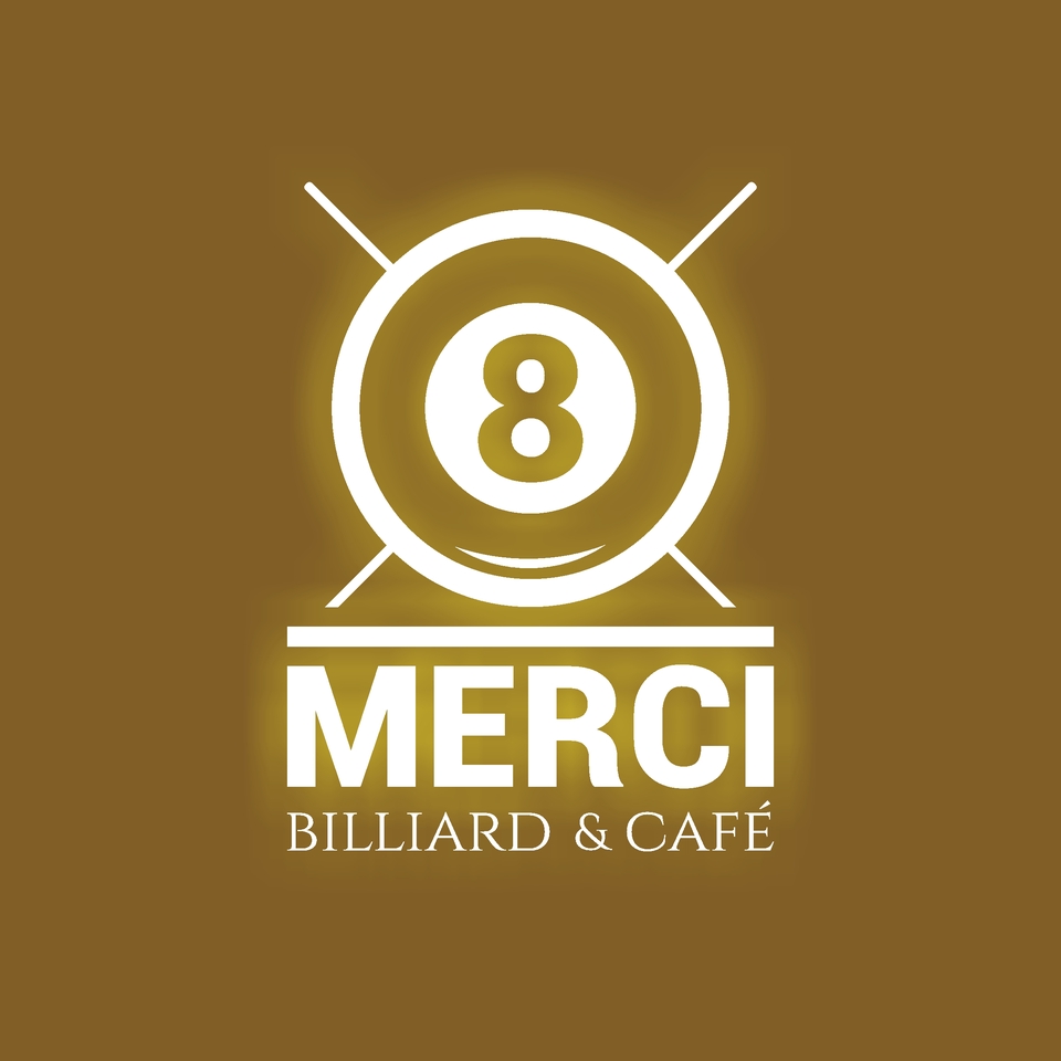 Jasa desain logo kafe, bistro, dan restoran dengan desain logo 8 bola keren dan elegan.