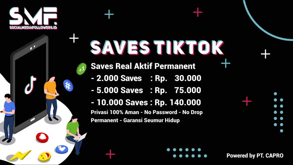 Tambah Followers - Followers/ Likes/ Views FYP/ etc. TikTok Real Aktif Permanent - 5