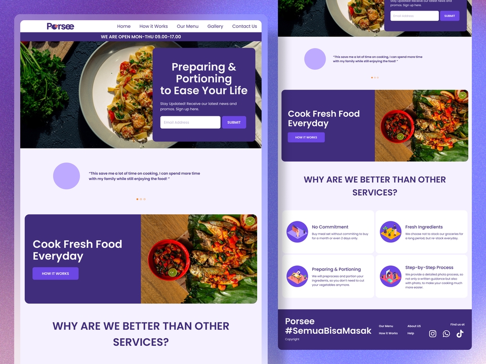 Desain Website UI UX dengan konsep minimalis modern untuk restoran dan cafe
