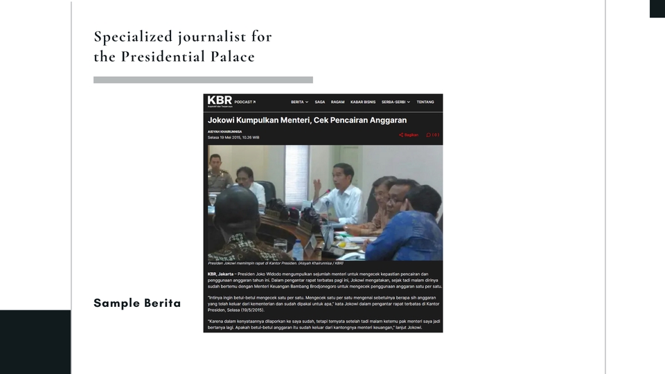Jasa penulis artikel freelance di Indonesia, contoh penulisan artikel berita untuk Presiden Jokowi.